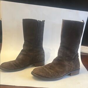 Brown Suede Mid-Calf Boots